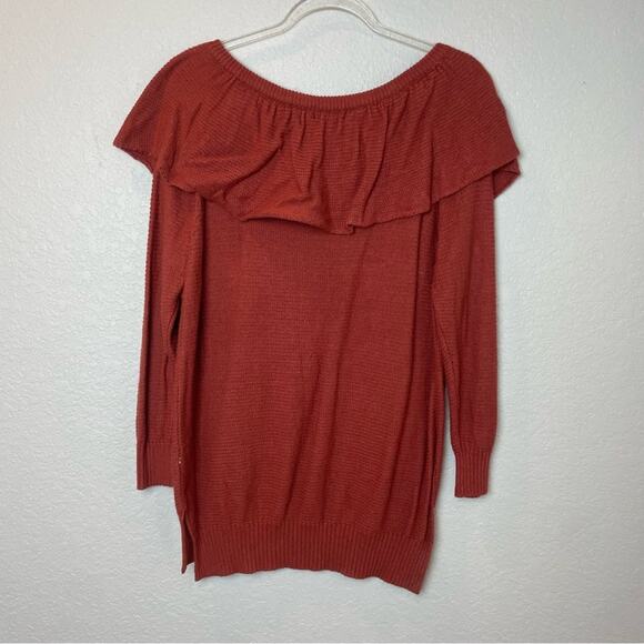 BNWT! TCEC Gretchen Off the Shoulder Ruffle Sweater in Brick Size L - Picture 8 of 8